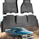 Car Floor Mats for Dodge Ram Mega Cab Only: 2010-2018 All-Weather Truck Accessories for 4th Ram Mega Cab 2500/3500 HD Liners, Front & Rear Waterproof Anti-Slip Full Set Truck Mats