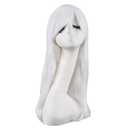 MapofBeauty 24 Inch Long Side Bangs Wavy Curly Party Wig, White