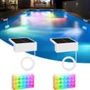 Vangue Solar Pool Lights, Solar Powered LED with IP68 Waterproof, 16 Colors, 7 Brightness Levels, and Timer for Swimming, Inground and Above Ground (Solar Pool Lights 2 Pcs)