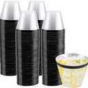 WELLIFE 120 PCS Black Plastic Cups,9 oz Clear Cups for Party and Wedding, Disposable Cocktail Glasses, Plastic Glasses Disposable