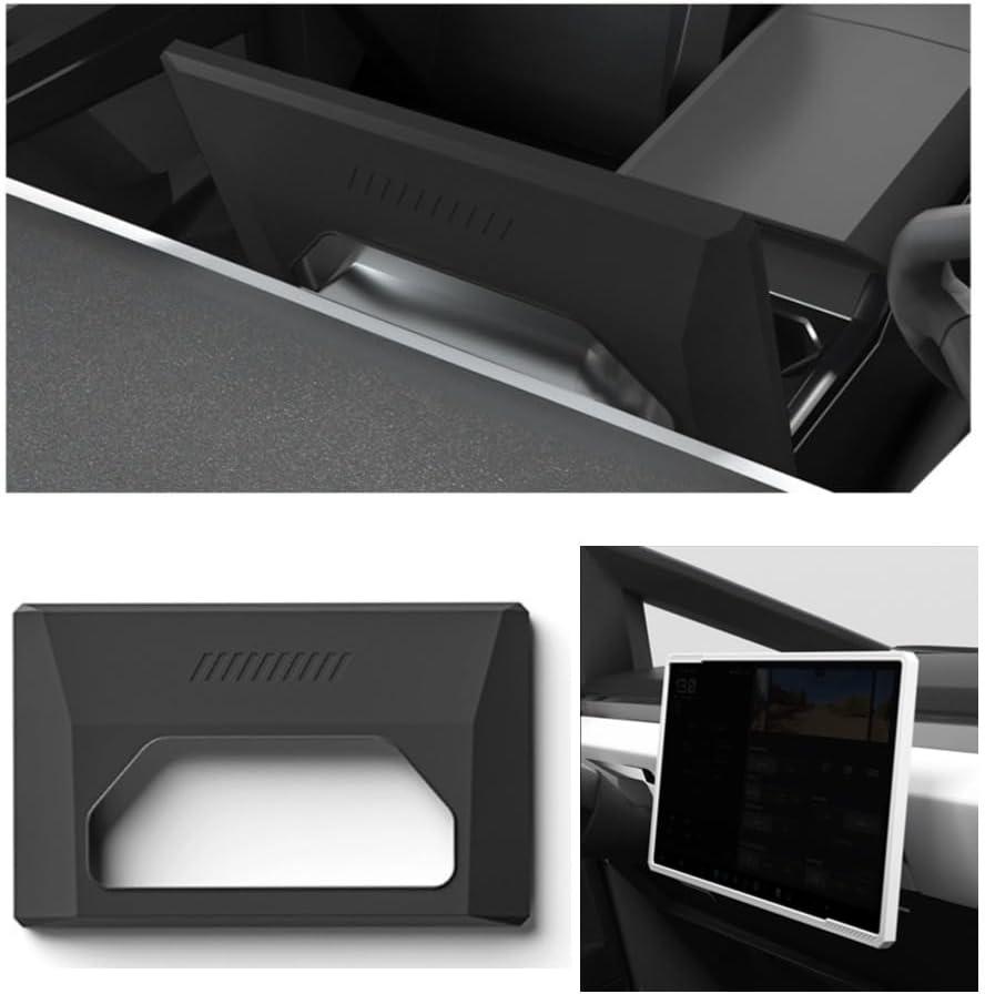 2024 Tesla Cybertruck Accessory, Silicone Console Screen Frame Protector Premium Easy-Install Dashboard Sleeve Custom Fit for Impact & Vibration Protection, Shields Against Scuffs Bumps (Black)