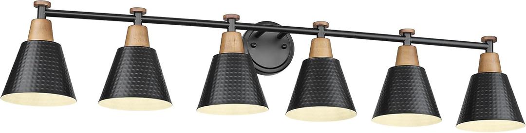 FEMILA Black 6 Light Bathroom Vanity Light, Vintage Bathroom Light Fixtures Over Mirror, E26 Base, 4FG59B-6W BK (45")