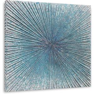 Yihui Arts Contemporary Abstract Living Room Wall Art Hand Painted Modern Teal Color Canvas Painting Pictures for Bedroom Bathroom Decor