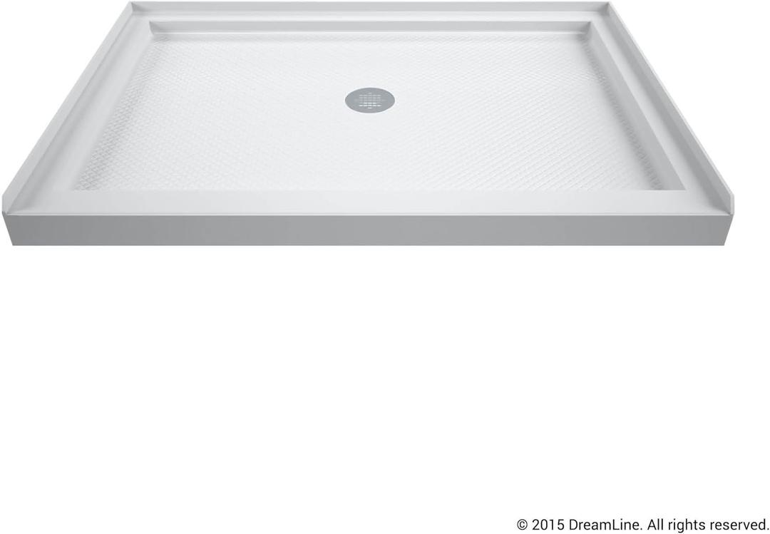 DreamLine SlimLine 32 in. D x 48 in. W x 2 3/4 in. H Center Drain Single Threshold Shower Base in White, DLT-1132480