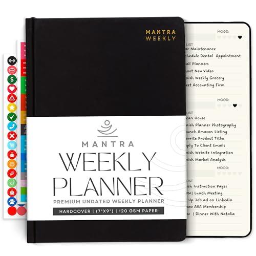 Mantra Planner 2026 Planner, Daily Journal & Gratitude Journal All-In-One with To Do List, Self Care Prompts & Habit Tracker - 7 x 10 - Black