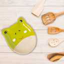 Frog Shaped Spoon Rest Ceramic Spoon Holder for Stove and Countertop Decorative Utensil Rest Fun Cooking Accessory and Housewarming Gift for Kitchen Frog Lovers