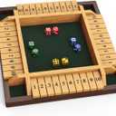 Shut The Box Game, 4 Player Wooden Board Game Dice Game, Classic Math Learning Game for Kids -12" x 12"