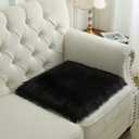 Softlife Black Faux Fur Sheepskin Chair Cover Seats Cushion Pad Super Soft Area Rugs for Living Bedroom Sofa Dorm (1.6ft x 1.6ft)