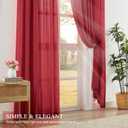 Anpark Red Sheer Curtains 63 Inch Length for Bedroom, Light Filtering Elegant Cotton Textured Linen Semi Sheer Curtains Natural Voile Drapes Rod Pocket for Living Room, W52 x L63 in, 2 Panels