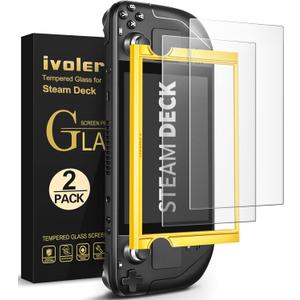 ivoler 2-Pack anti-glare Etched Screen Protector for Steam Deck 7.0''/Steam Deck OLED 7.4'', Matte Anti Glare Tempered Glass with Alignment Frame Anti-Scratch Full Coverage Guard for Steam Deck