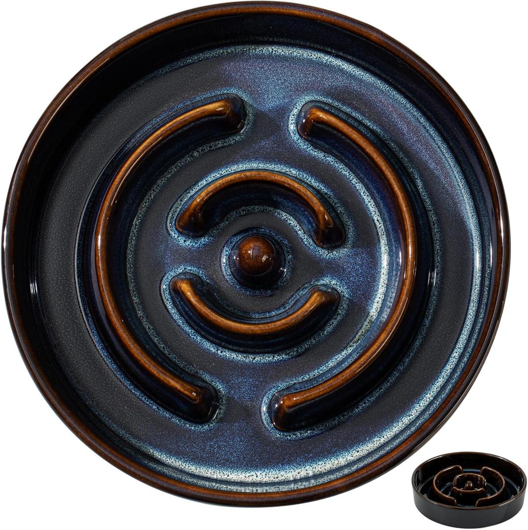 Havniva Ceramic 3.2 Cup Dog Bowl Slow Feeder for Large Dog, 9.5inch Pet Slow Dish, Stop Bloat, Preventing Choking(Single Bowl, Starry Sky)