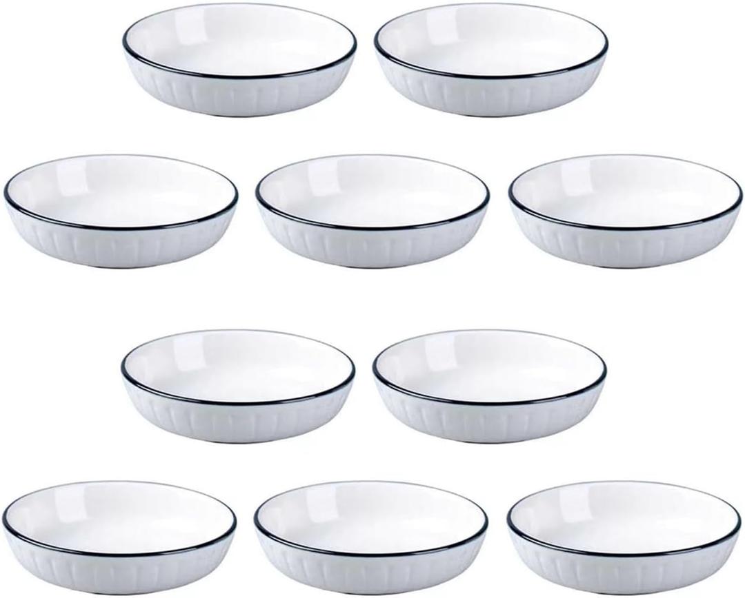 Ceramic Seasoning Dishes,Small Dip Bowls Set of 20, Ceramic Side Dishes Bowl, Sushi Dipping Bowl, Suitable for Ketchup, Sushi Dippingappetizerseasoning Kitchen Tableware (10)