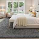 5x7 Dark Gray Fluffy Fuzzy Shag Area Rug for Living Room, Bedroom, Dorm