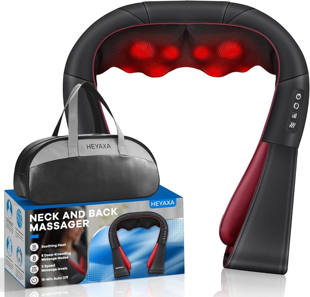 Shiatsu Neck and Back Massager, Neck and Shoulder Massager with Heat, Deep Tissue 4D Kneading Pillow Using in Home, Car and Office, Gifts for Men Women Him Her (Black)