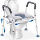 HEAO 3-in-1 Raised Toilet Seat, Adjustable Width/Height, Padded Seat with Splash Guard, Toilet Safety Frame, Shower Chair for Seniors, Handicap,Pregnant, 400 lbs