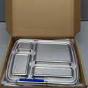 Stainless Steel Bento Lunch Box for Kids & Adults, 4 Compartment Kids Lunch Box, Metal Bento Box with Silicone Container and Stainless Steel Sauce Container,BPA-Free,School,Office(Blue)