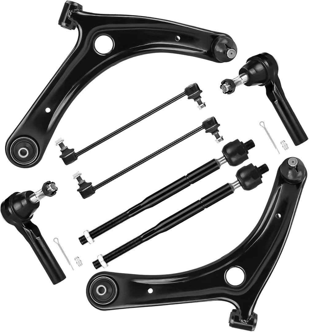 8 PCS Front Suspension Kit Lower Control Arms w/Ball Joints Sway Bar Tie Rod End Fit for 2007-2017 Jeep Compass Patriot Fit for 2009-2012 Dodge Caliber K620065 K620066