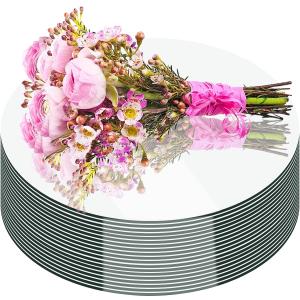 18PCS Round Mirror Tray for Table Centerpieces No Glass Acrylic Circle Wall Mirror Candle Plate Mirror Tiles for DIY Crafts Wedding Valentine Christmas Party Decorations (10inch/25cm)
