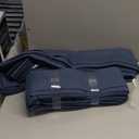 Pinch Pleated Navy Linen Curtains 84 Inches Long 2 Panels Set for Living Room Dining Pinch Pleat Back Tab Light Filtering Farmhouse Boho Retro Window Curtain Drapes 84 Inch Length Dark Blue Indigo