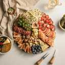 Cutting Board Set, Checkered Wood & Glass Cutting Boards for Kitchen, Retro Record Style Chopping Board with Holder, Serving Tray Gift Set, Ideal for Meat, Bread, Vegetable, Fruit