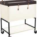 StorageWorks Laundry Cart, 2 Tier Rolling Laundry Basket, Heavy Duty Laundry Basket with Lockable Wheels, Laundry Room Organization and Storage, Clothes Hamper for Bedroom, Dorm, Closet, 46Gal, Beige