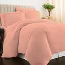 Pizuna Pure 100% Cotton Twin Duvet Cover Set, Luxurious 400 Thread Count Long Staple Cotton Sateen Weave with Button Closure (Combed Coral Pink Cotton Duvet Cover Twin)