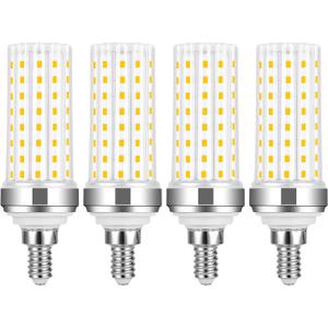 E12 20W Warm White 3000K LED Bulbs - 150W Equivalent, Non-Dimmable, 4 Pack for Chandeliers, Ceiling Fans & More