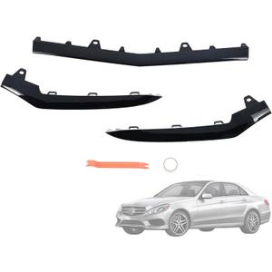 3PCS Front Bumper Cover Lower Trim Molding A2128852674 A2128852774 A2128852874 Compatible with Mercedes Benz E-Class W212 E250 E350 E400 E500 E550 2014-2016,Bumper Guard Grille Black (Black)