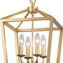 AMZASA Gold Lantern Chandelier Hanging Pendant Light Fixture 4-Lights for Kitchen Island Dining Room Hallway Entryway Foyer UL Listed