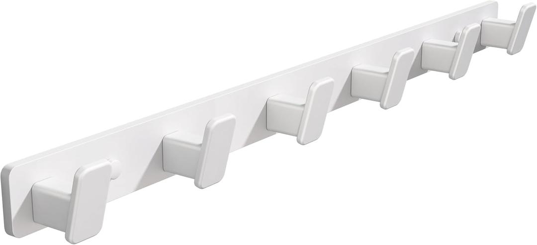 Coat Hook Wall Rack Hanger - White Coat Rack with 6 Hooks Wall Hooks for Hanging Hat Key Bag Towel Wall Mount Coat Holder