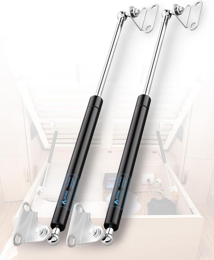 ARANA Gas Struts 17 inch 150LB Gas Shocks Spring, 17" 667N Gas Props Lift Support with Mounting Bracket for Heavy Duty Lid RV Bed Hatch Trap Door Box Lid Murphy Bed Tonneau Cover, 2 pcs (Fit 135-165lb)