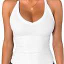 IGENJUN Women Workout Tops for Women Racerback Tank Tops 2026 Yoga Gym Ribbed Sleeveless Shirts Clothes, L, White