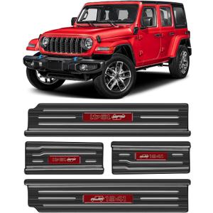 Upgraded Door Sill Guards Compatible with Jeep Wrangler JL JLU 2018-2025 2026 & Gladiator JT 2020-2025 2026 Accessories Stainless Steel Door Entry Guard (4-Door Brushed Black)
