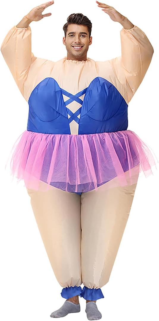 BIGPETS Inflatable Ballet Adult Costumes,Men and Women Halloween Cosplay Costumes,Sumo Wrestler Funny Blow up Suit, One Size