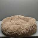 Bedsure Calming Dog Bed Medium Size Dog - Donut Washable Medium Pet Bed, 30 inches Anti-Slip Round Fluffy Plush Faux Fur Cat Bed, Fits up to 45 lbs Pets, Camel