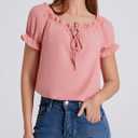 Aupuls Womens Off Shoulder Tops Puffy Sleeve Casual Summer Top Renaissance Shirt (Pink, XL)