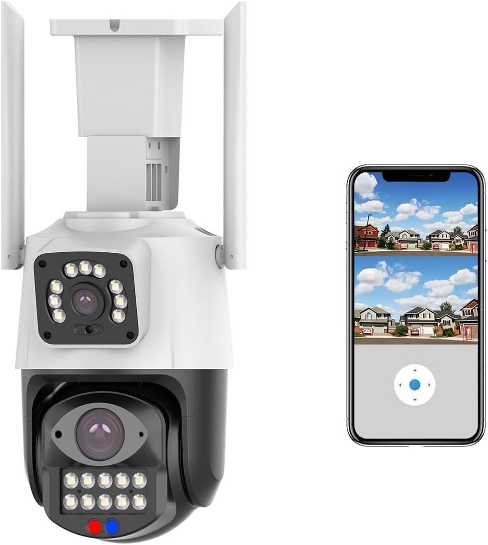 SECUEYE APP 4MP Dual Lens Camera 2K WiFi Wired Pan/Tilt/Zoom Auto Tracking Human Detection Color Night Outdoor Security IP65 Waterproof 24/7 Recording (C21-CN)