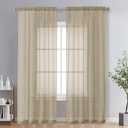OVZME Taupe Sheer Curtains 84 Inches Long 2 Panels - Soft Light Filtering Window Sheer Panels for Living Room/Bedroom, Top Dual Rod Pocket, 1 Pair, Each 42Wx84L Inches, Taupe