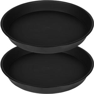 2 Pack of 14 inch Plant Saucer, Heavy Duty Round Plant Trays for Pots, Plastic Plant Water Tray, Flower Plant Saucers for Indoors, Pot Drip Trays for Planter 12-14" (14", Black)