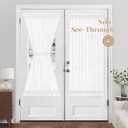 HOMEIDEAS Non-See-Through French Door Curtains Set of 2 for Front Door, Light Filtering Privacy Semi Sheer Window Curtains with Rod Pocket and Tie Back, White, 54W X 72L Inch