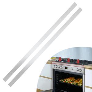 2 Pcs 304 Stainless Steel Strips, Brushed Self Adhesive Strip Metal Trim Strip, Finishing Sheet Metal Strips for Microwave/Oven/Range/Cooktop, 30" Long, 1" Wide Gap Filler for Kitchen Decor (Silver)
