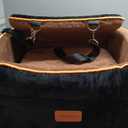 HEGGCOOE Small Dog Car Seat, Memory Foam Dog Booster Seats with Thick Cushion for Medium Dogs Under 35lbs, Detachable Washable Pet Car Seat Travel Bed with Storage Pockets,2 Safety Belts (Black+brown)