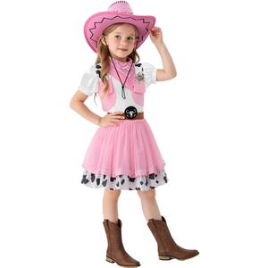 Cowgirl Costume for Girls with Cow Girl Hat Toddler Halloween Costume Party Dress Up (5-6 Years)