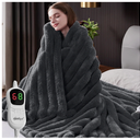 HaloRest Heated Throw Blanket, Faux Fur Cozy Heating Blanket with Overheat Protection, 1/2/4/6/8 Hours AutoOff 10 Heat Level, Machine Washable (50x60 Inches, Darkgrey)