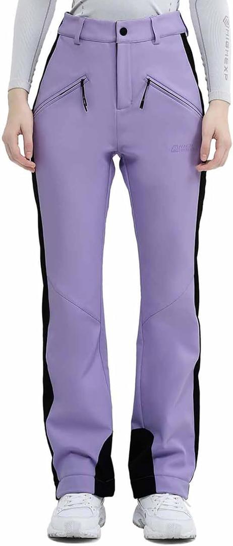 Ski Pants for Women Snow Fleece Lined Snowboard Soft Shell Slim Fit Fitted Waterproof Windproof Warm (X-Small, Light Purple)