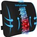Lumbar Support Pillow for Office Chair Back Support - Memory Foam Lumbar Pillow for Car or Gaming Chair, Ergonomic Back Cushion with Adjustable Strap for Long-Hour Sitting (Black) (Large)