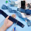 SUPERFINDINGS 5 Rolls 9.3 Yards Denim Blue Ribbon Fringes 4cm Wide Fabric Ribbon Wrapping Frayed Cotton Jean Fabric for Gifts Wrapping Hair Sewing Weddding Decor