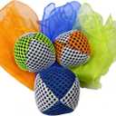 Juggling Balls and Scarves for Beginners, Non-Slip Mesh Juggling Set with Multiple Colors, Ideal for Hand-Eye Coordination Training & Multi-Scene Entertainment (Orange Blue Green)