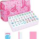 Mahjong Tiles, 166 Pieces 1.2 Inch Pink American Mahjong Tiles Only, Portable Mahjong Game with Pink Storage Bag, No Pusher & Extra Accessories