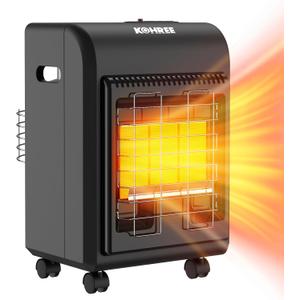 Kohree Propane Heater, 18,000 BTU Portable LP Gas Heater with ODS & Tip-over Protection, 3 Setting Tank Heaters for Patio, Garage, Camping, Heating Up to 450 Sq. Ft, Gas Regulator & Hose (Black)